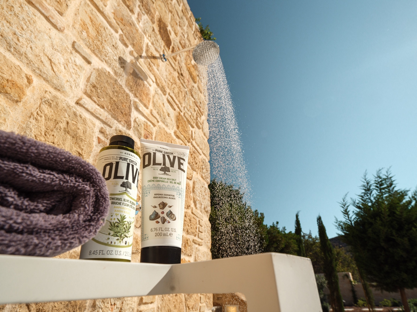 Olive soap and natural skincare amenities at Patmos luxury escape