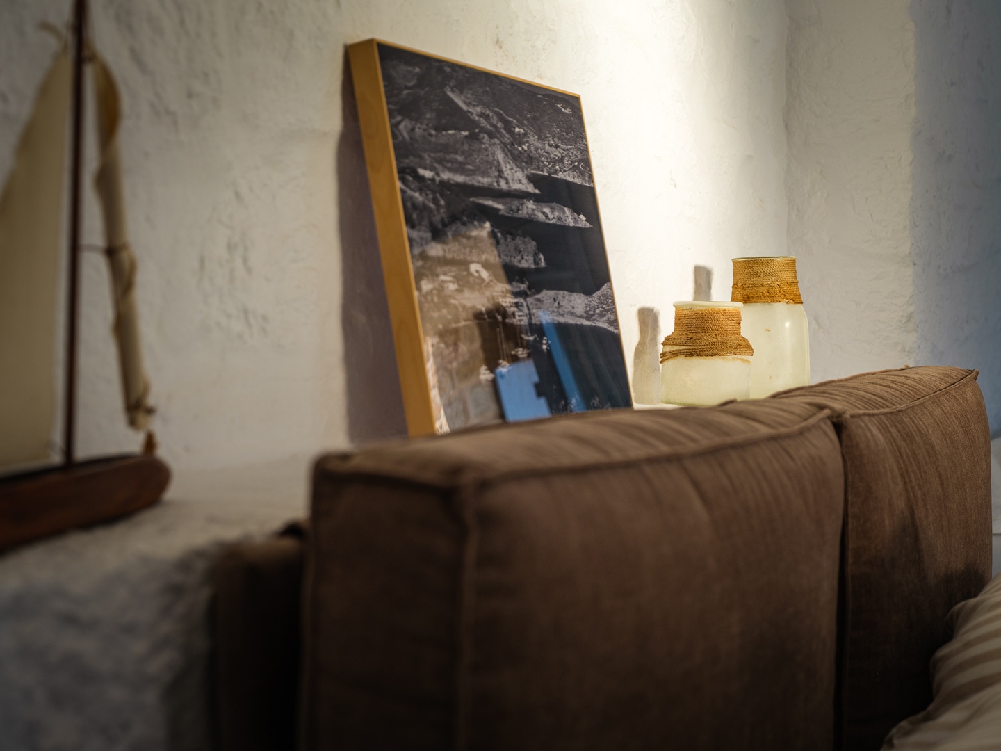 Elegant interior design with artwork at Patmos private villa