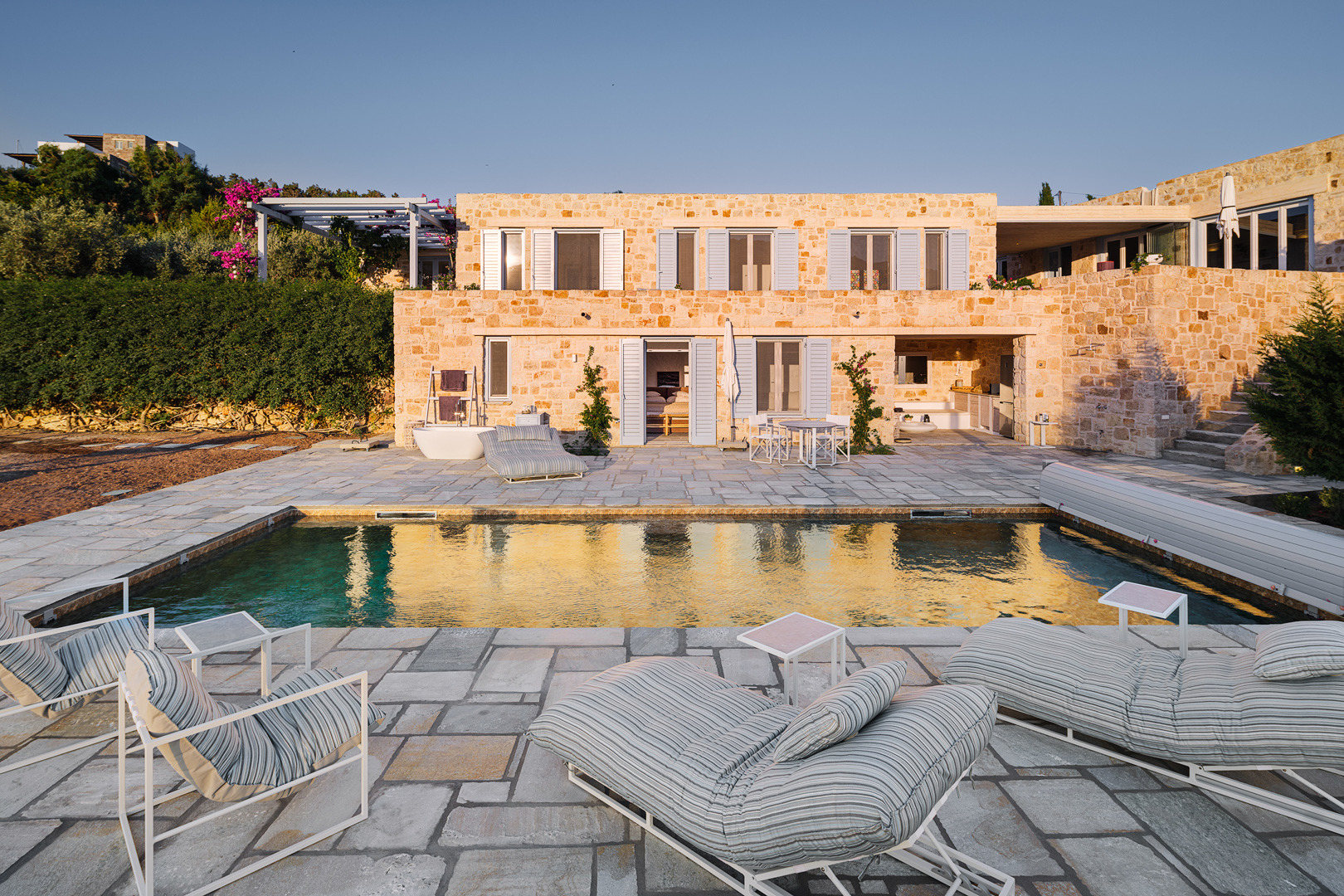 Adults-only luxury villa in Patmos with salt-water swimming pool